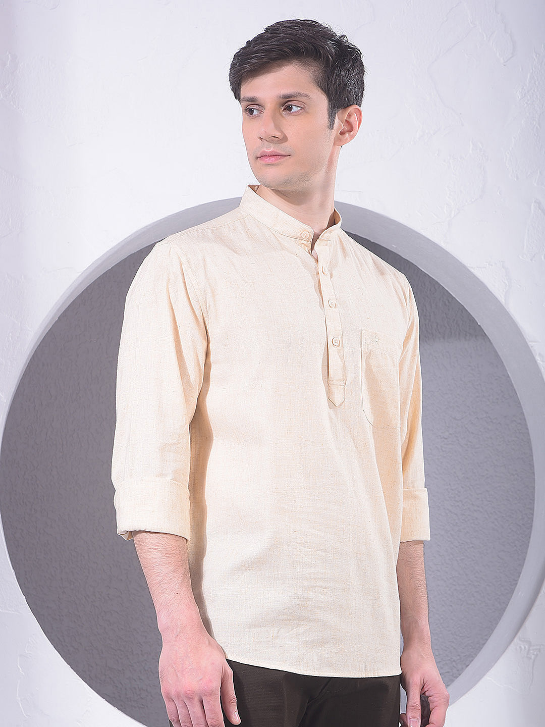 Ivory Cream Linen Kurta