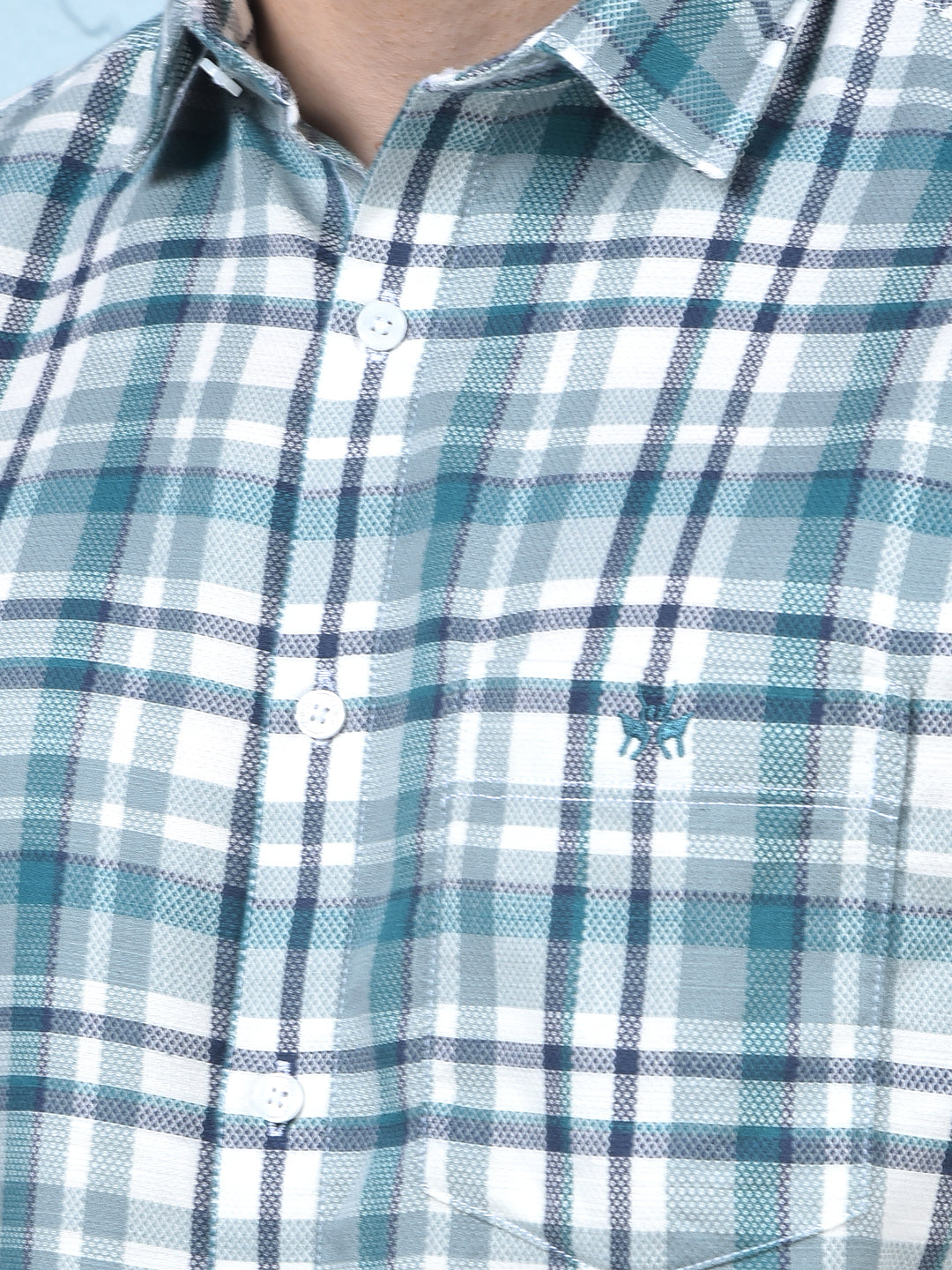Blue Checked 100% Cotton Shirt
