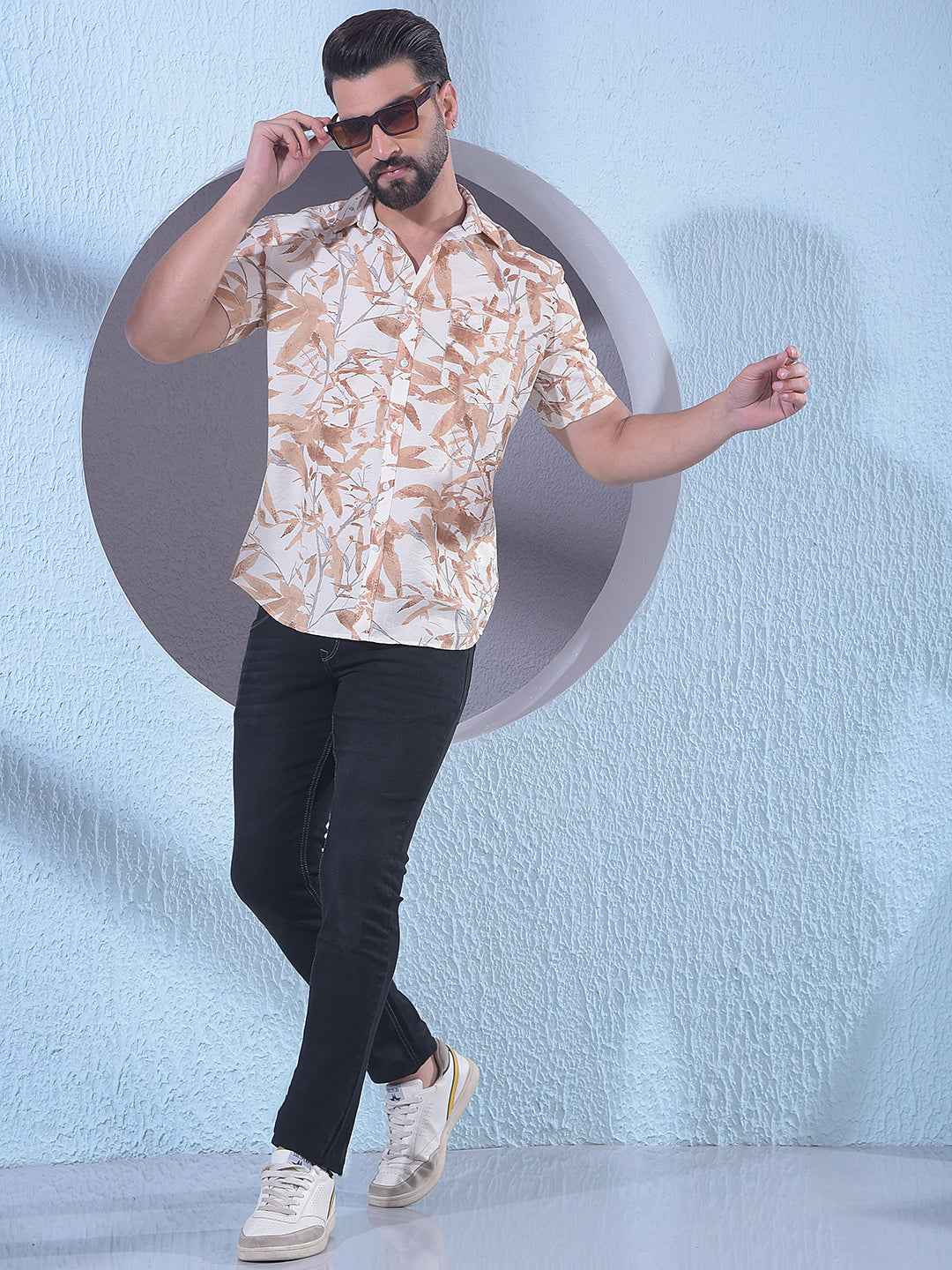 Brown Floral Print Shirt