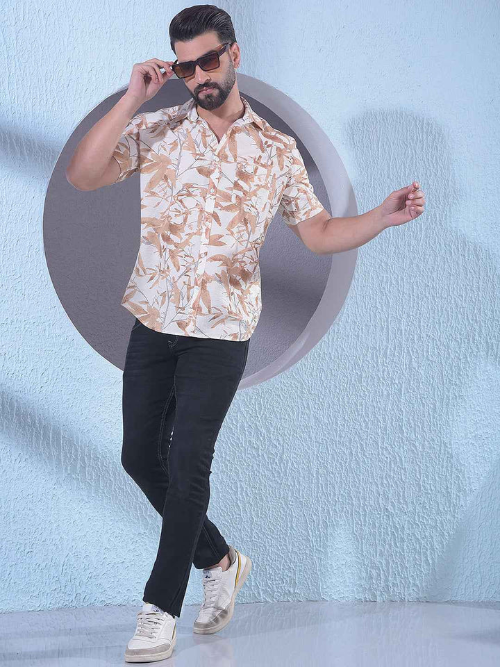 Brown Floral Print Shirt