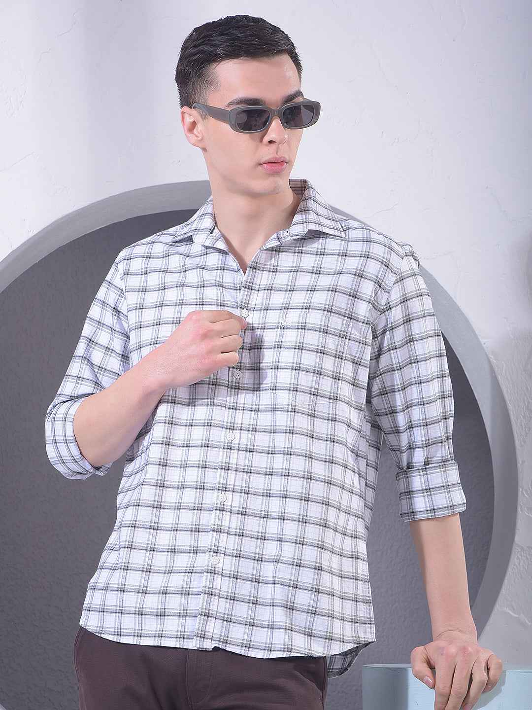 White Checked 100% Cotton Shirt