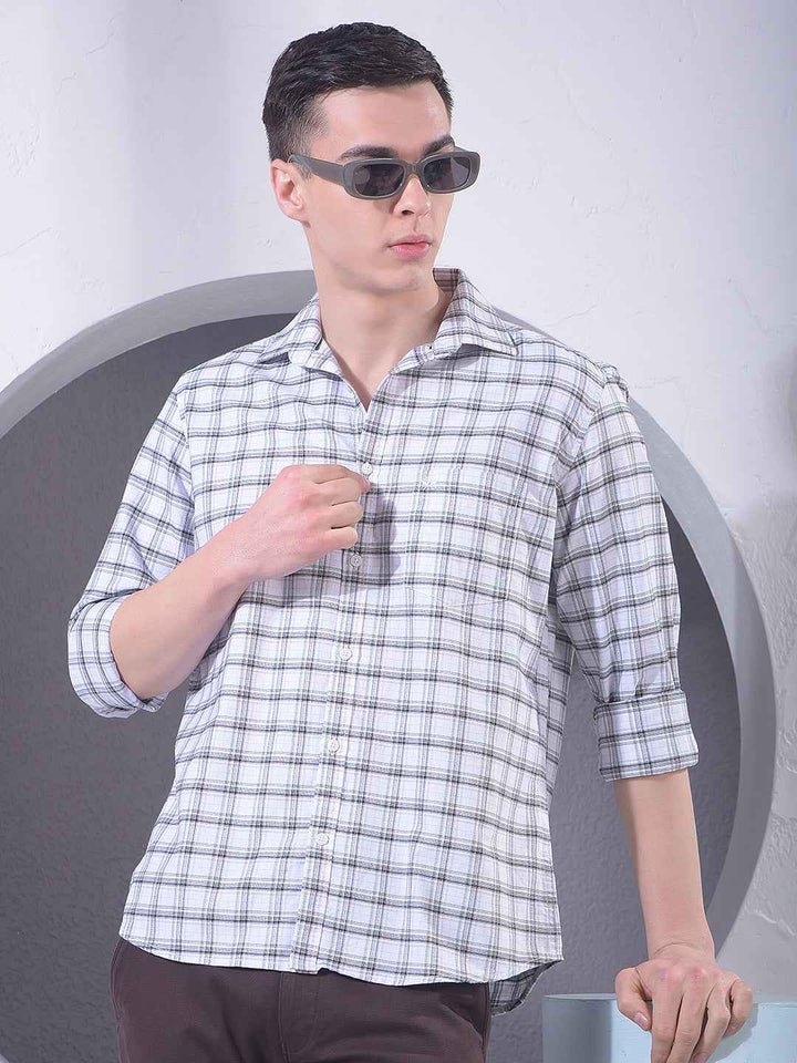 White Checked 100% Cotton Shirt