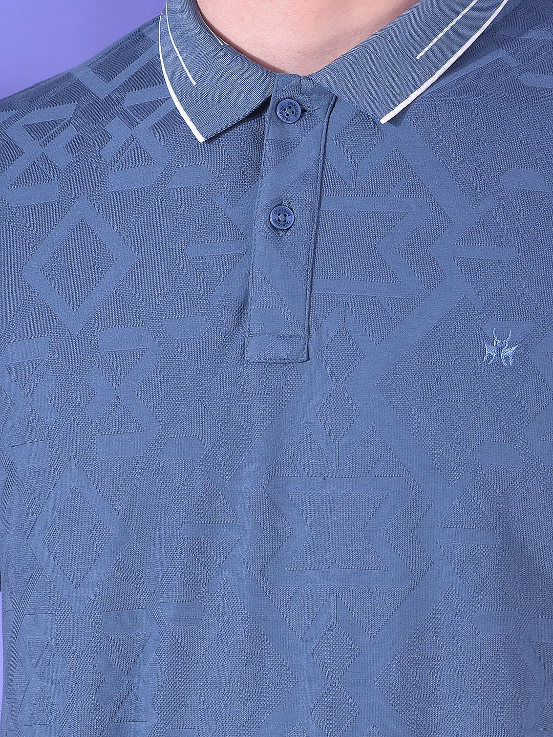 Blue Jacquard Polo T-Shirt