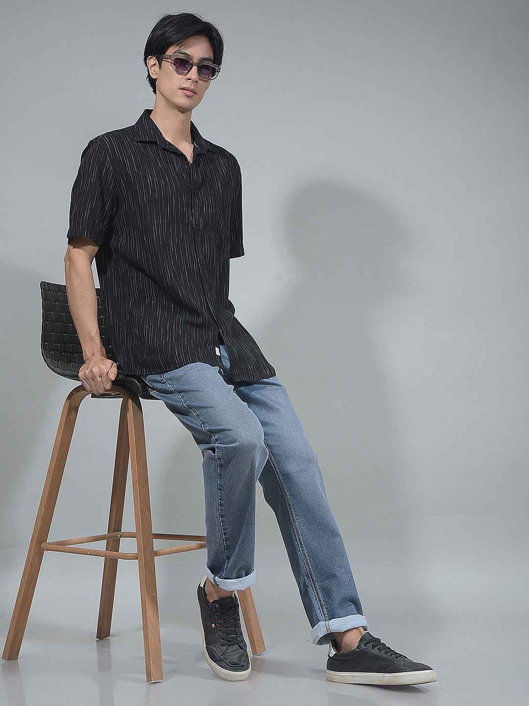 Black Vertical Striped Shirt