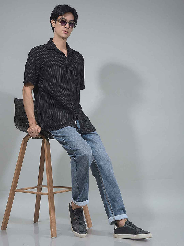 Black Vertical Striped Shirt