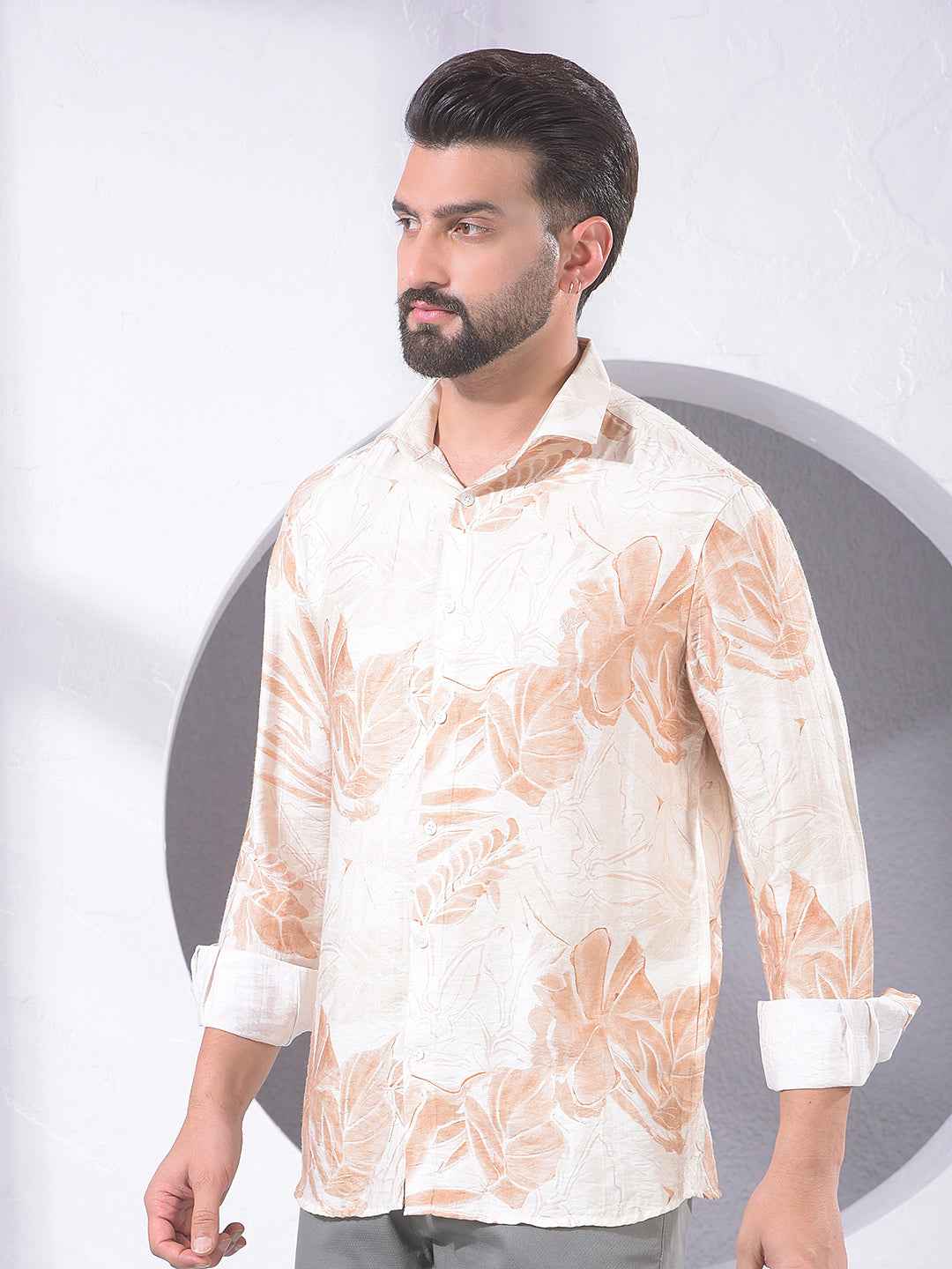 Brown Floral Print Shirt