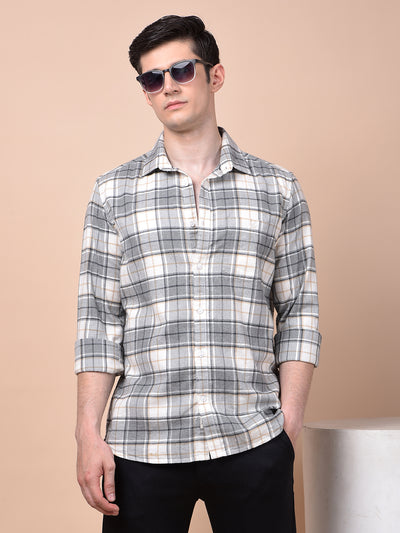 Grey Checked 100% Cotton Shirt