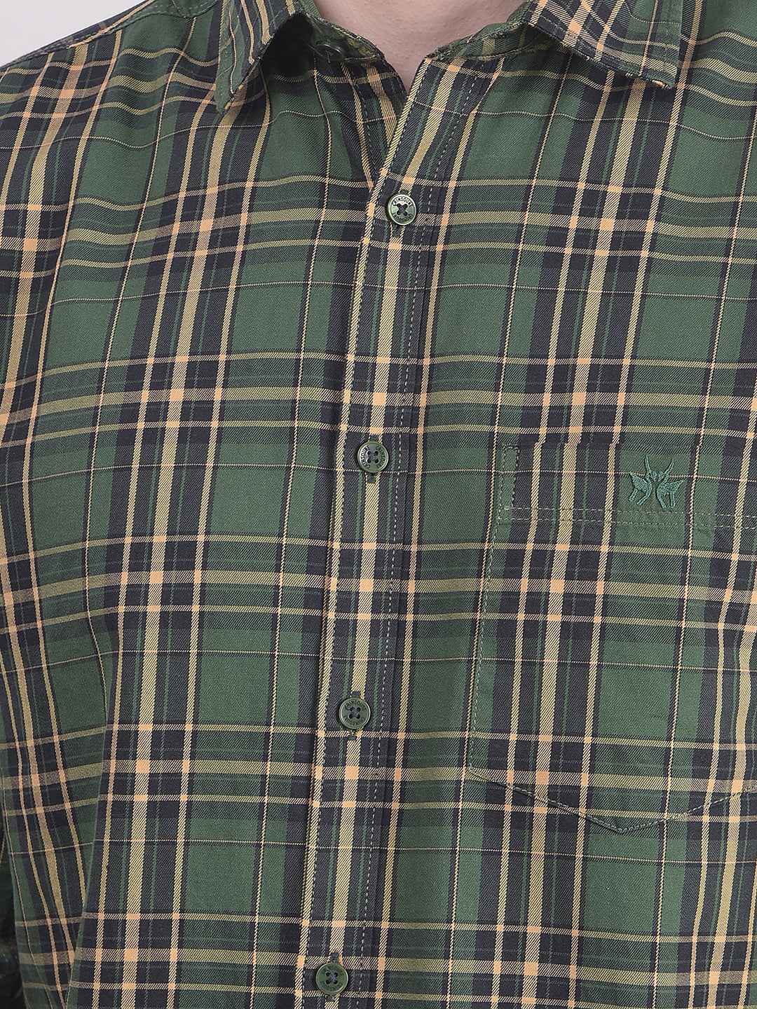 Green Checked 100% Cotton Shirt