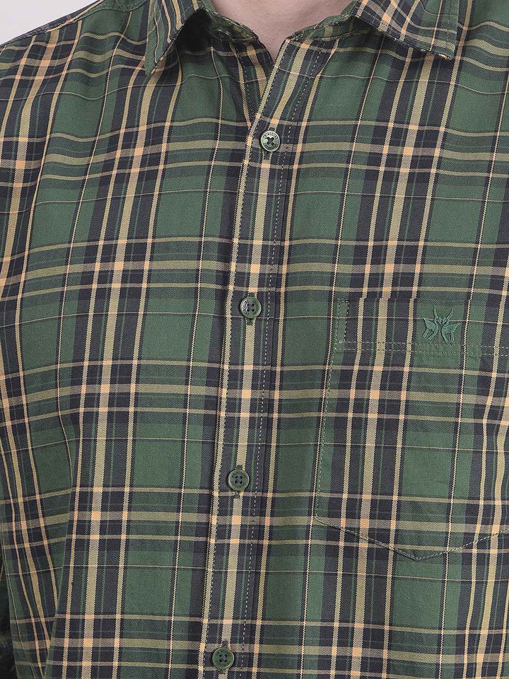 Green Checked 100% Cotton Shirt