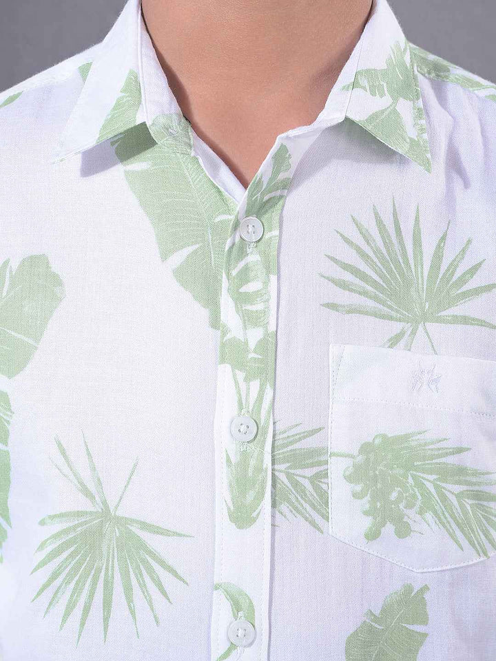Green Floral Print 100% Cotton Shirt