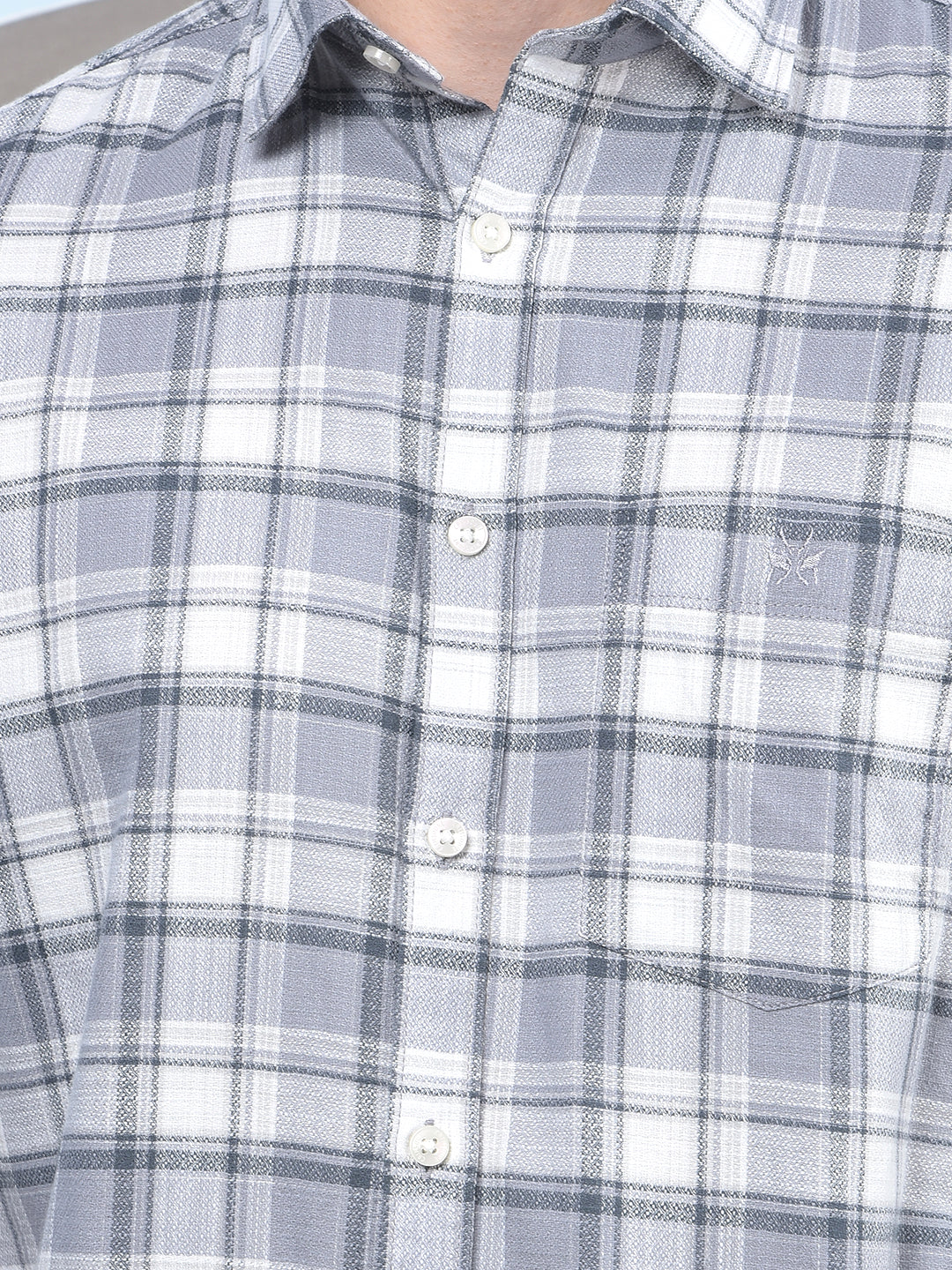 Grey Checked 100% Cotton Shirt