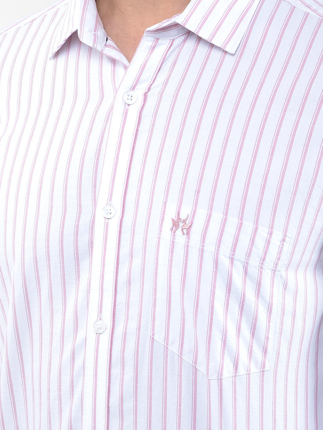 Pink Vertical Striped 100% Cotton Shirt