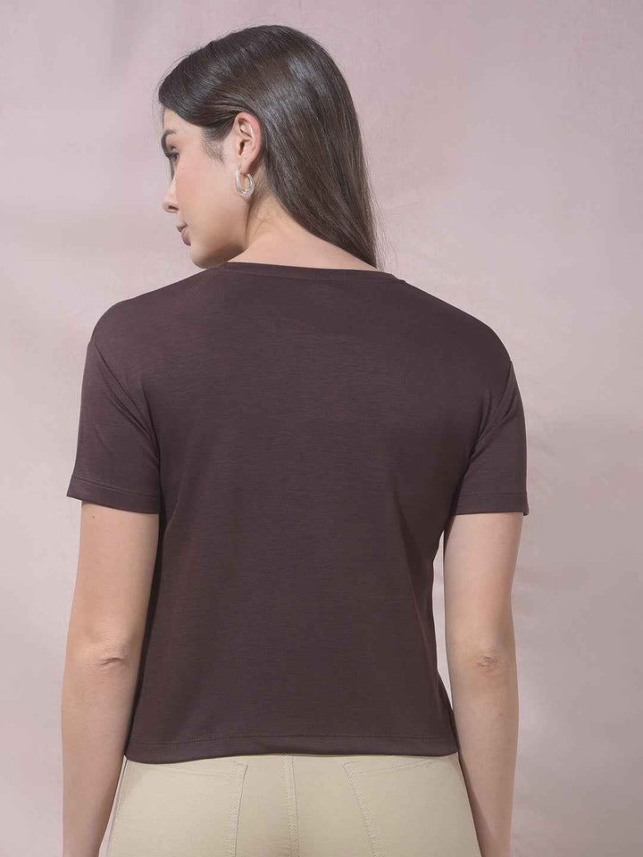 QuillMocha Brown Cropped Tee