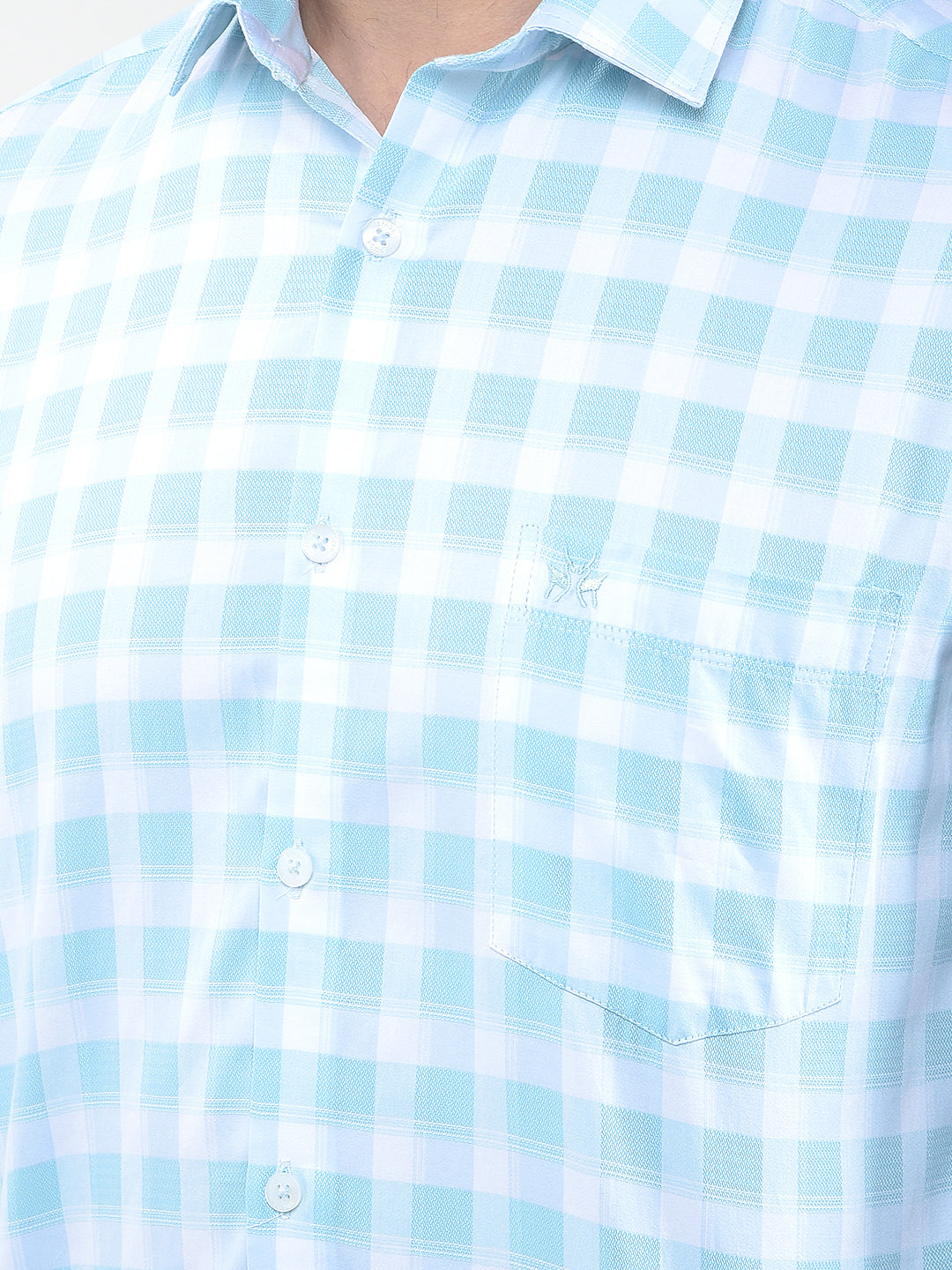 Blue Checked 100% Cotton Shirt