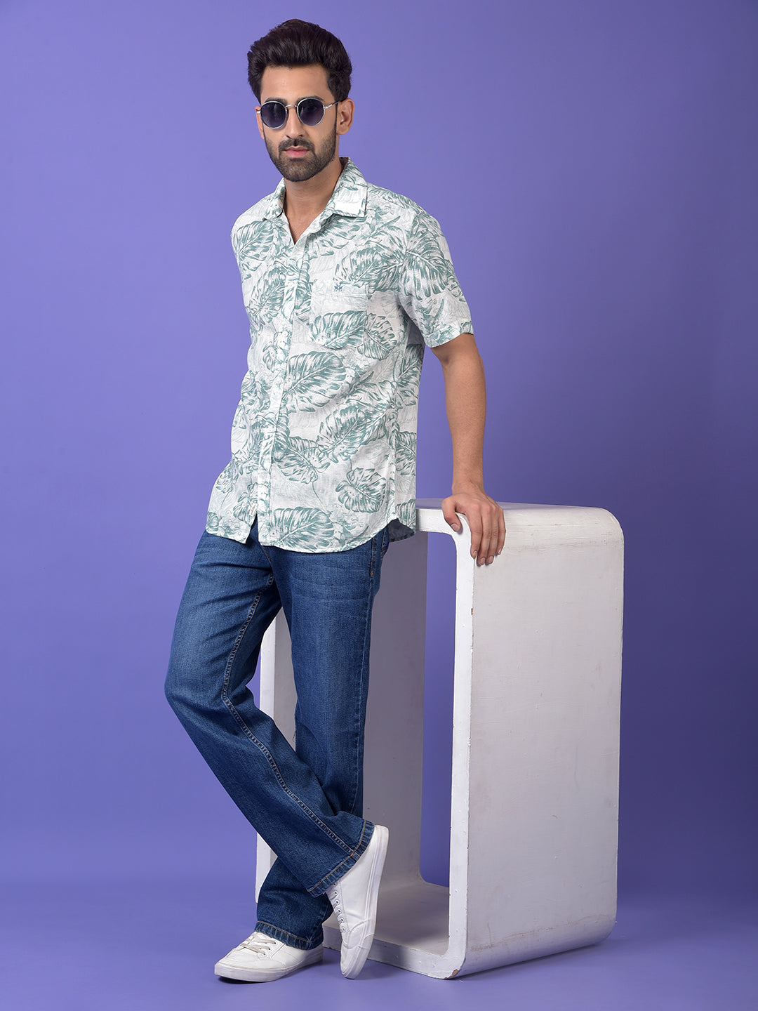 Green Floral Print Shirt