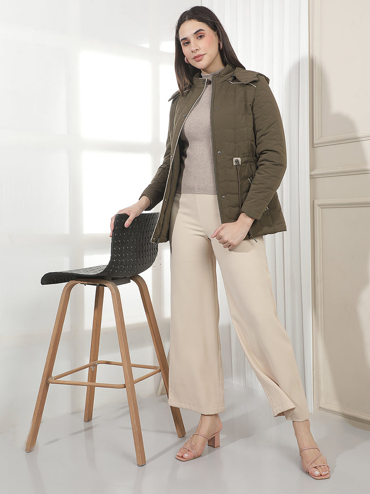 Olive Hooded Puffer Jacket