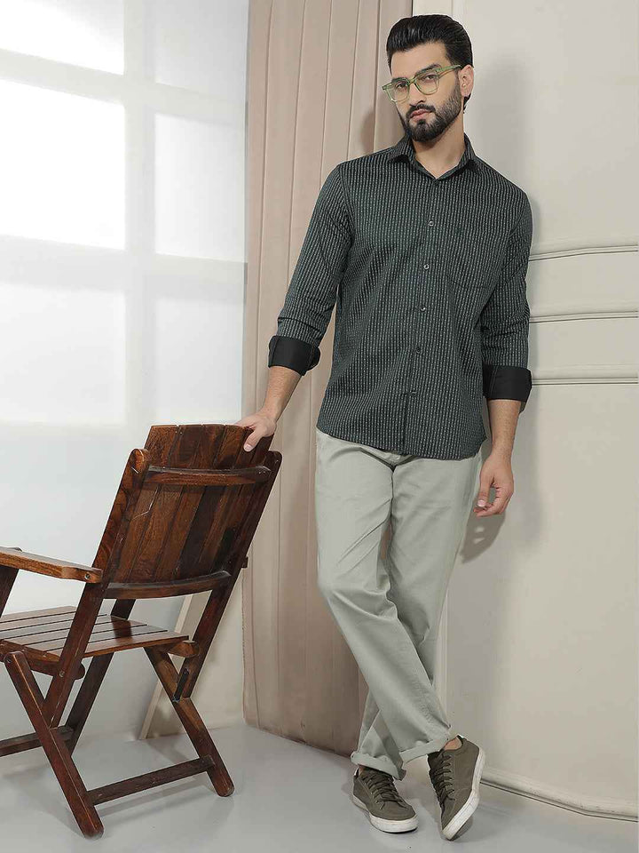 Green Geometric Print Shirt