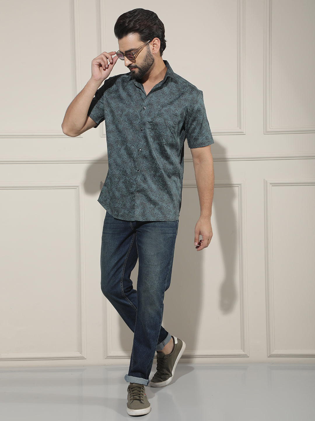 Green Floral Print Shirt