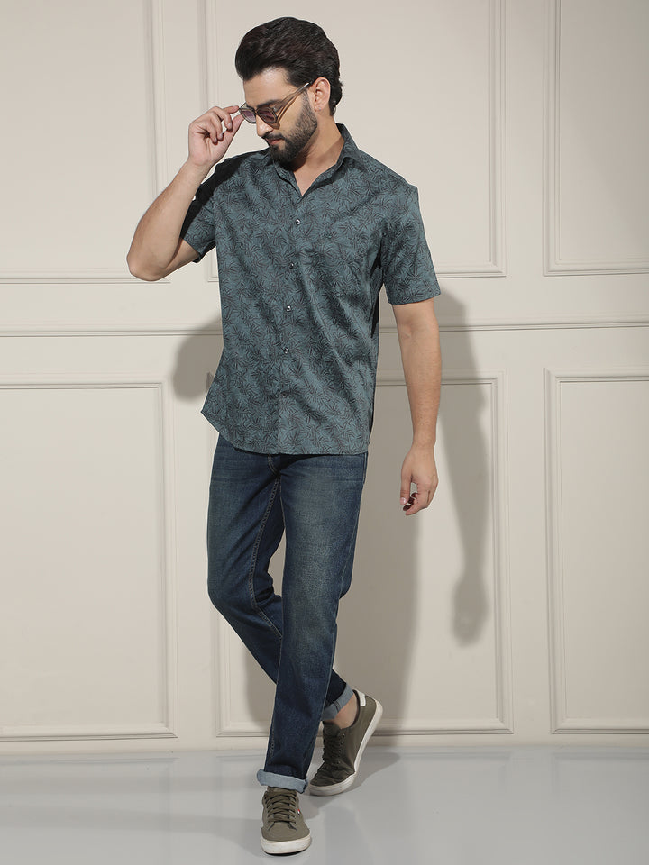 Green Floral Print Shirt