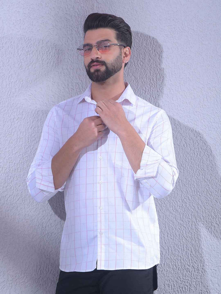 White Checked 100% Cotton Shirt