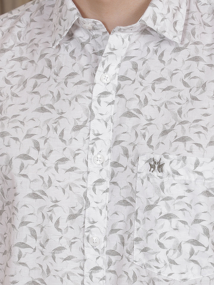 White Floral Print Shirt