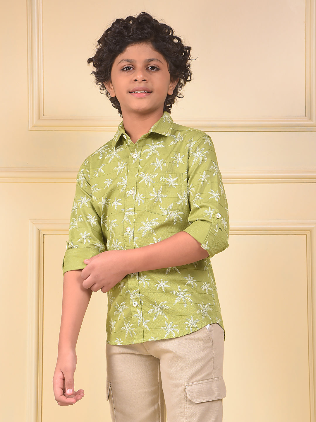 Green Floral Print 100% Cotton Shirt