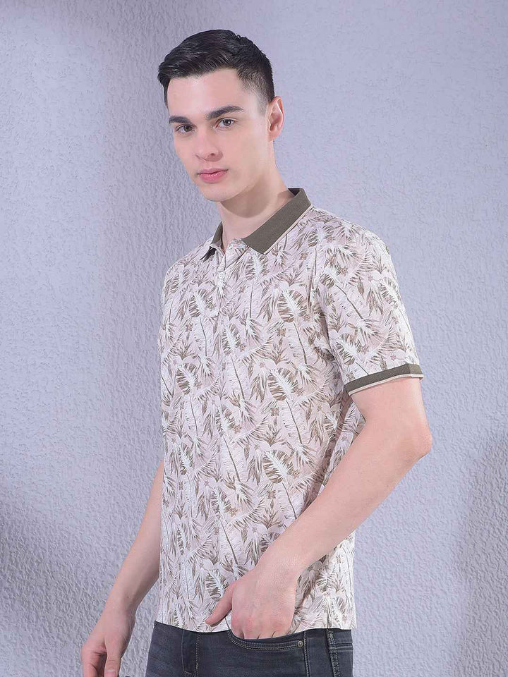 Beige Floral Print T-Shirt