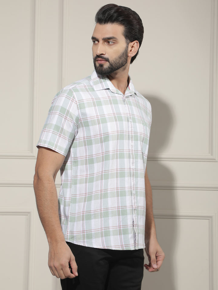 Green Checked 100% Cotton Shirt