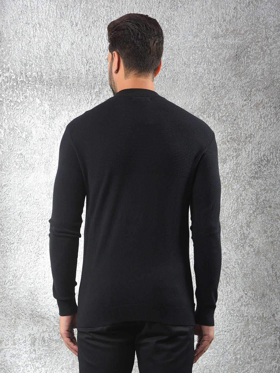 Streetwear Black Jacquard Sweater
