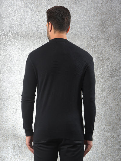 Streetwear Black Jacquard Sweater