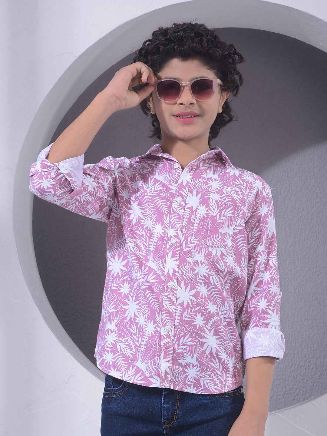 Purple Floral Print Shirt