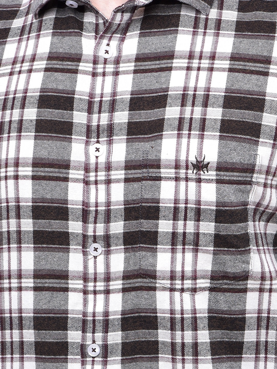 Wine Checked 100% Cotton Shirt