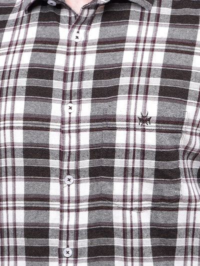 Wine Checked 100% Cotton Shirt