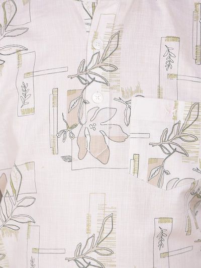 White Floral Print 100% Cotton Kurta