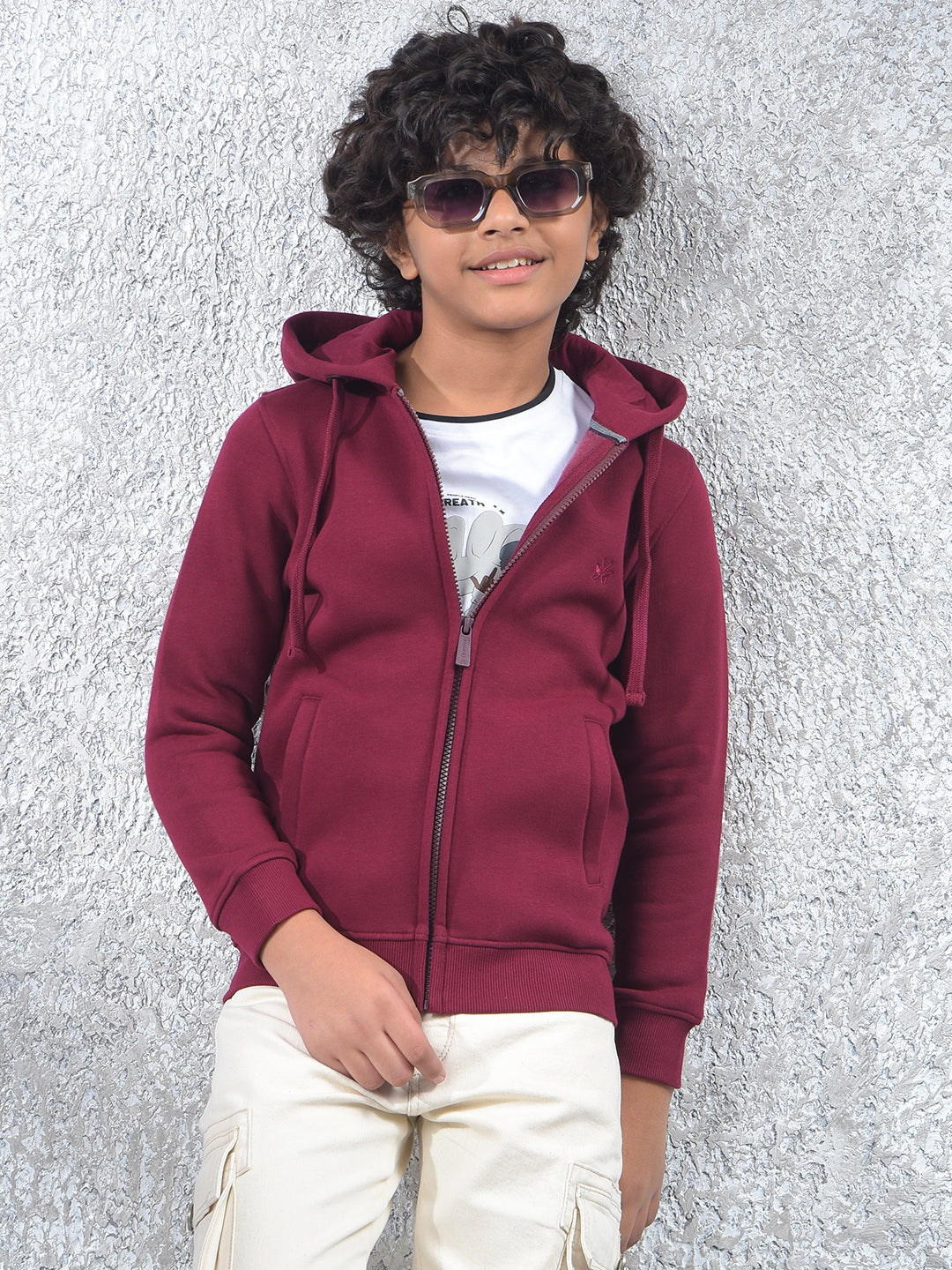 Maroon Hooded Neck Sweatshirt