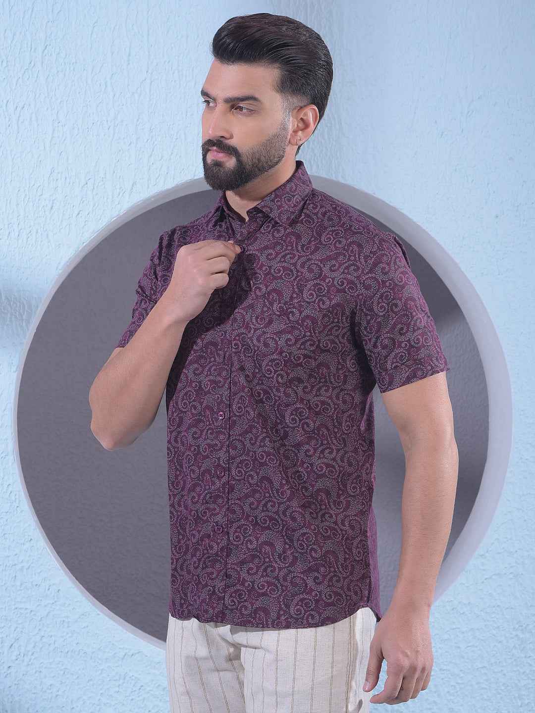 Maroon Printed Shirt