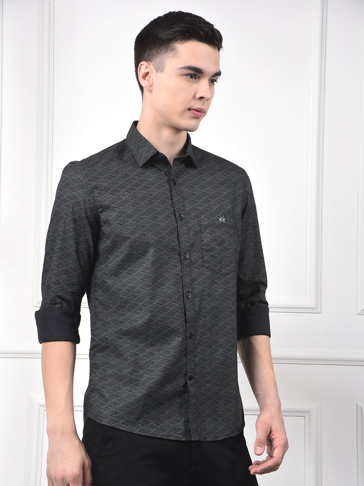 Black Printed 100% Cotton Shirt