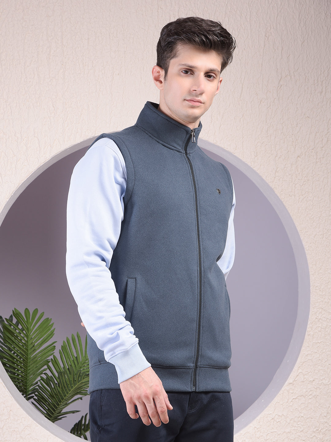 Gritty Blue Sleeveless Sweatshirt