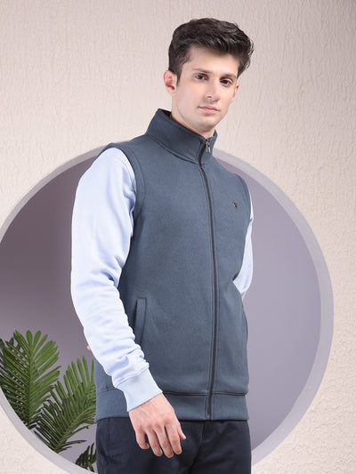 Gritty Blue Sleeveless Sweatshirt