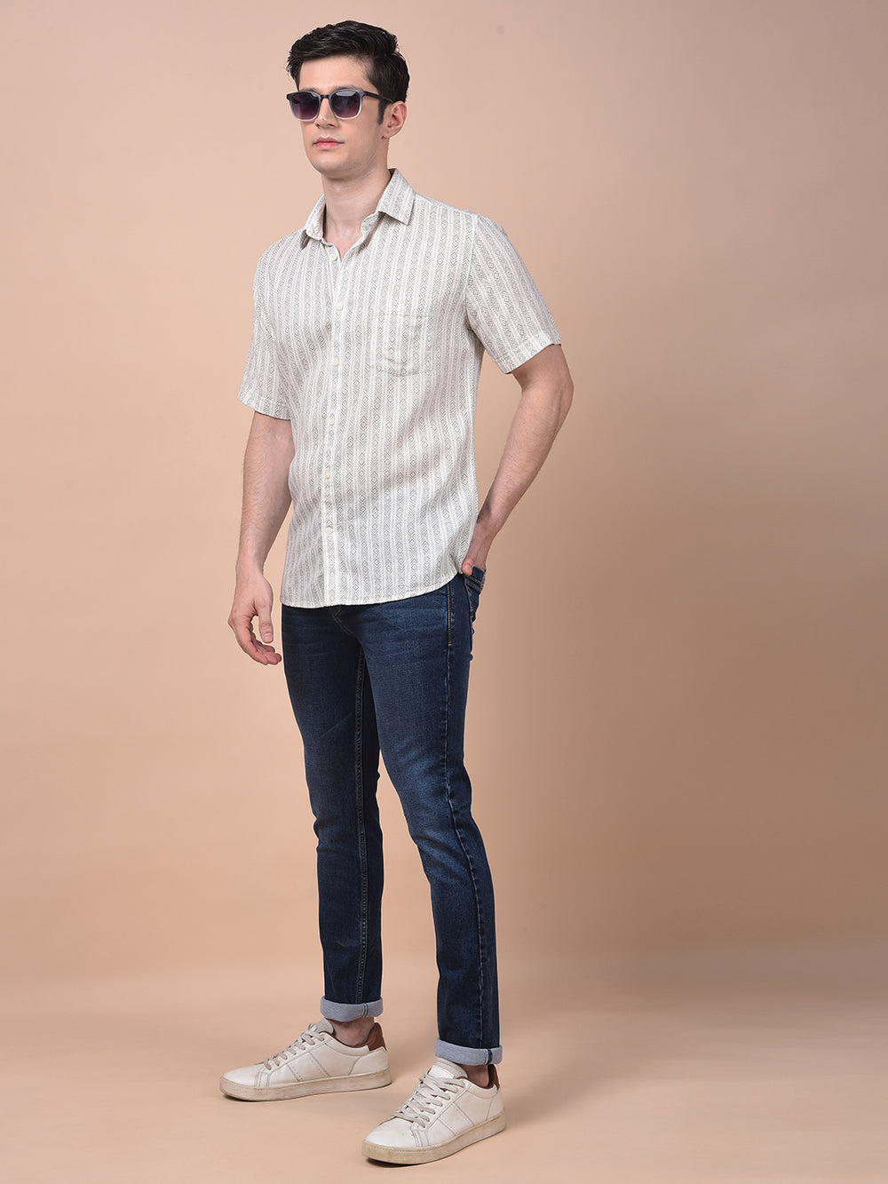 Urban Straight White Printed Shirt