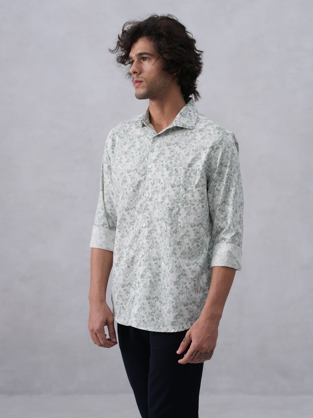 Green Floral Print Shirt