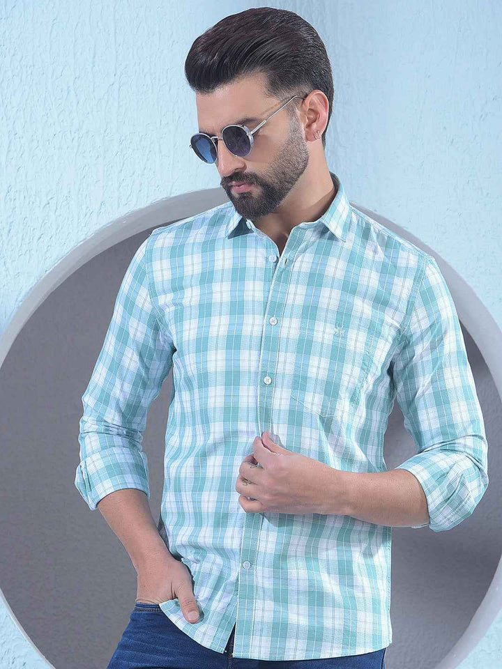 Green Checked 100% Cotton Shirt