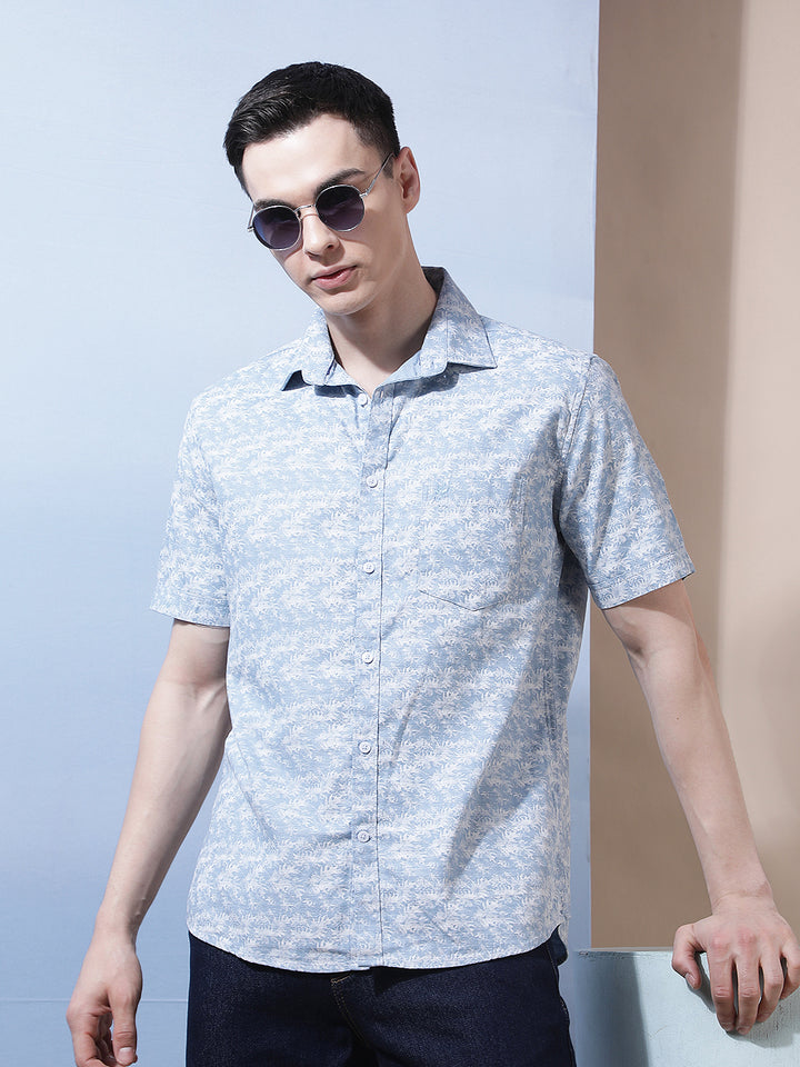 Blue Floral Print Shirt
