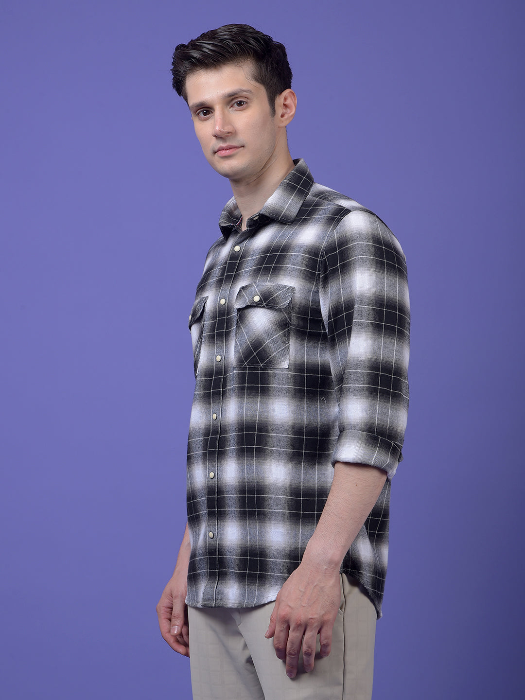 Black Checked 100% Cotton Shirt