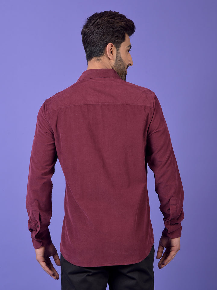 Wine 100% Cotton Corduroy Shirt