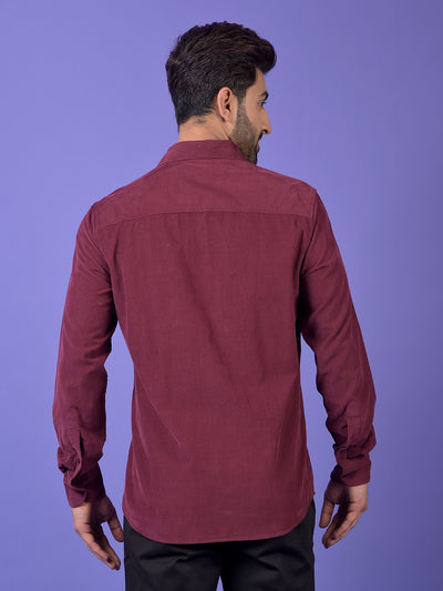 Wine 100% Cotton Corduroy Shirt