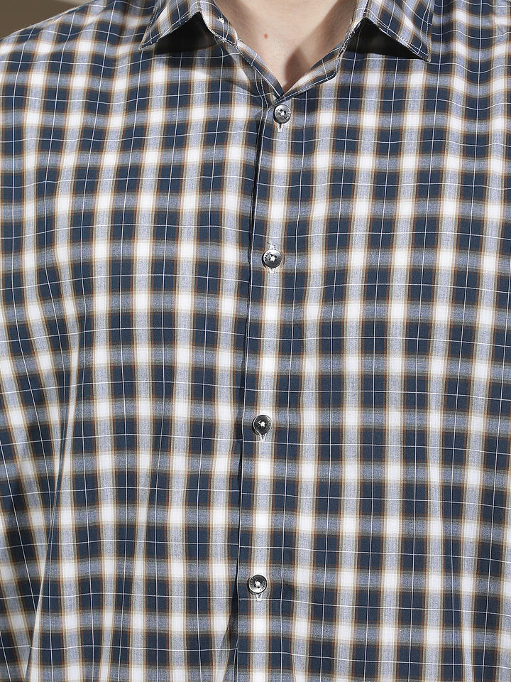 Blue Checked 100% Cotton Shirt
