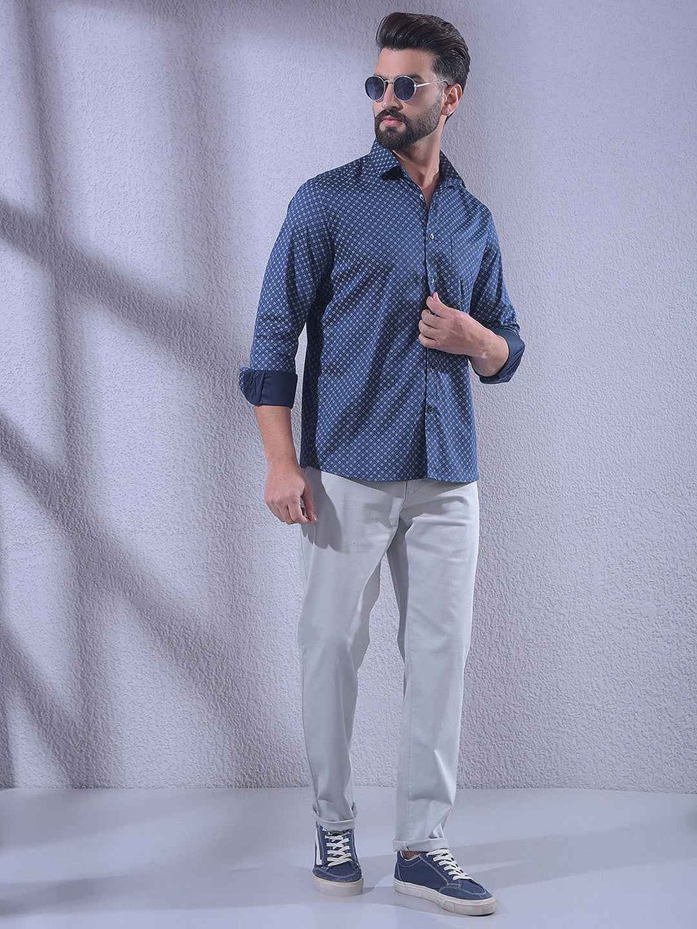 Navy Blue Printed Shirt