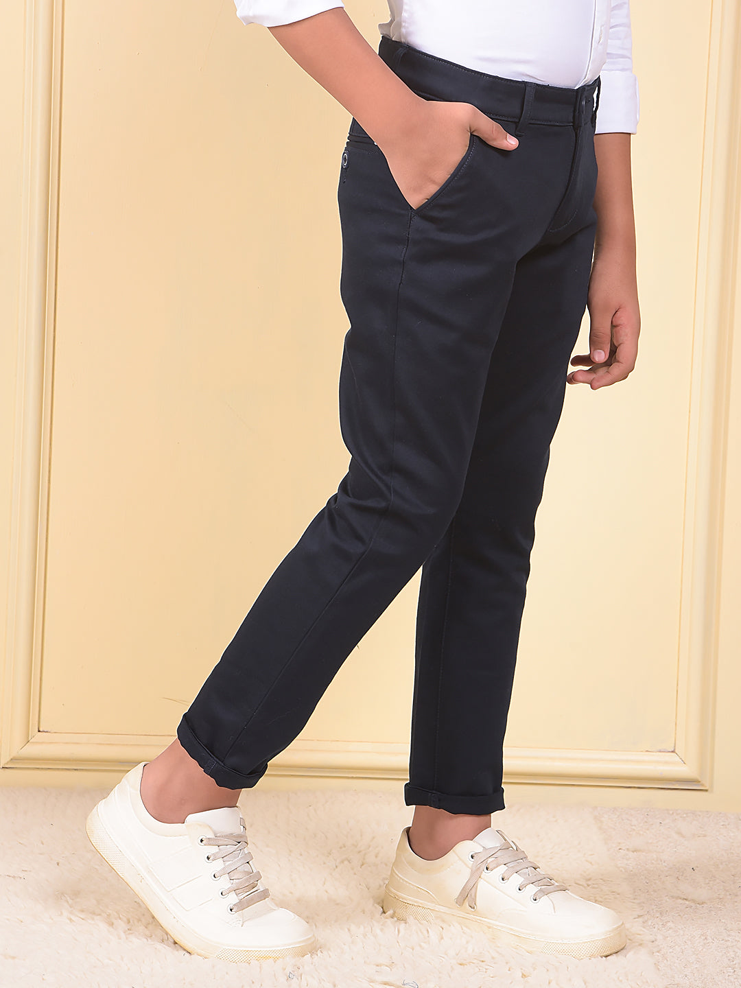 Navy Blue Printed Trousers