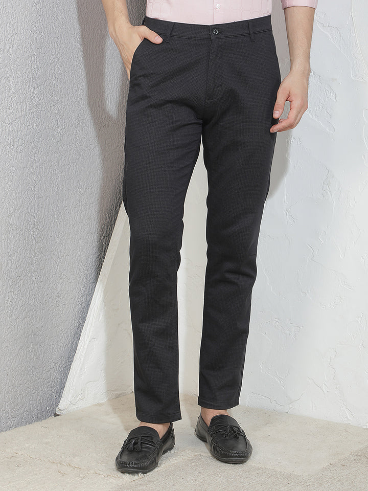 Refined Stealth Black Printed Trousers